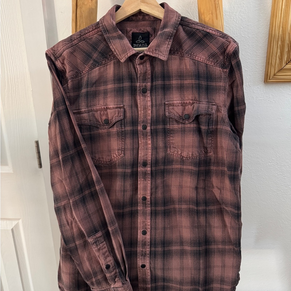 Prana Men's Casual Plaid Shirt - Black and Brown